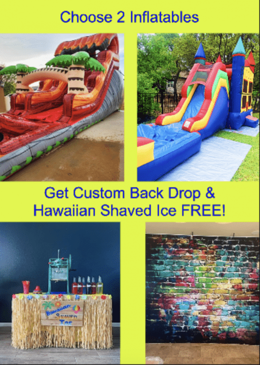Rent Two Bounce Houses or Waterslides --- Get 2 Free Items